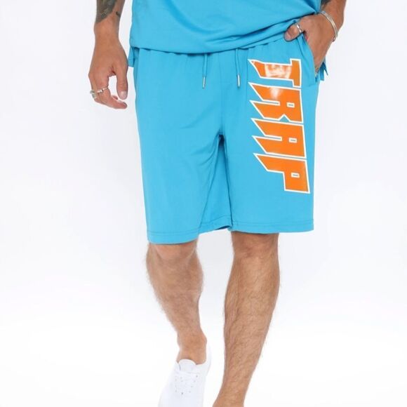 Fashion Nova Men OG Trap Short Bright Blue Size Large - Picture 1 of 11